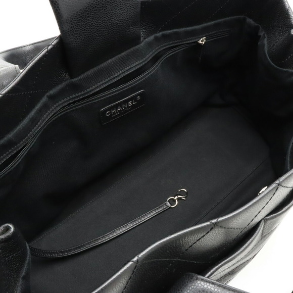 CHANEL Matelasse Coco Mark Shoulder Bag Tote Caviar Black Pouch - Picture 5 of 8